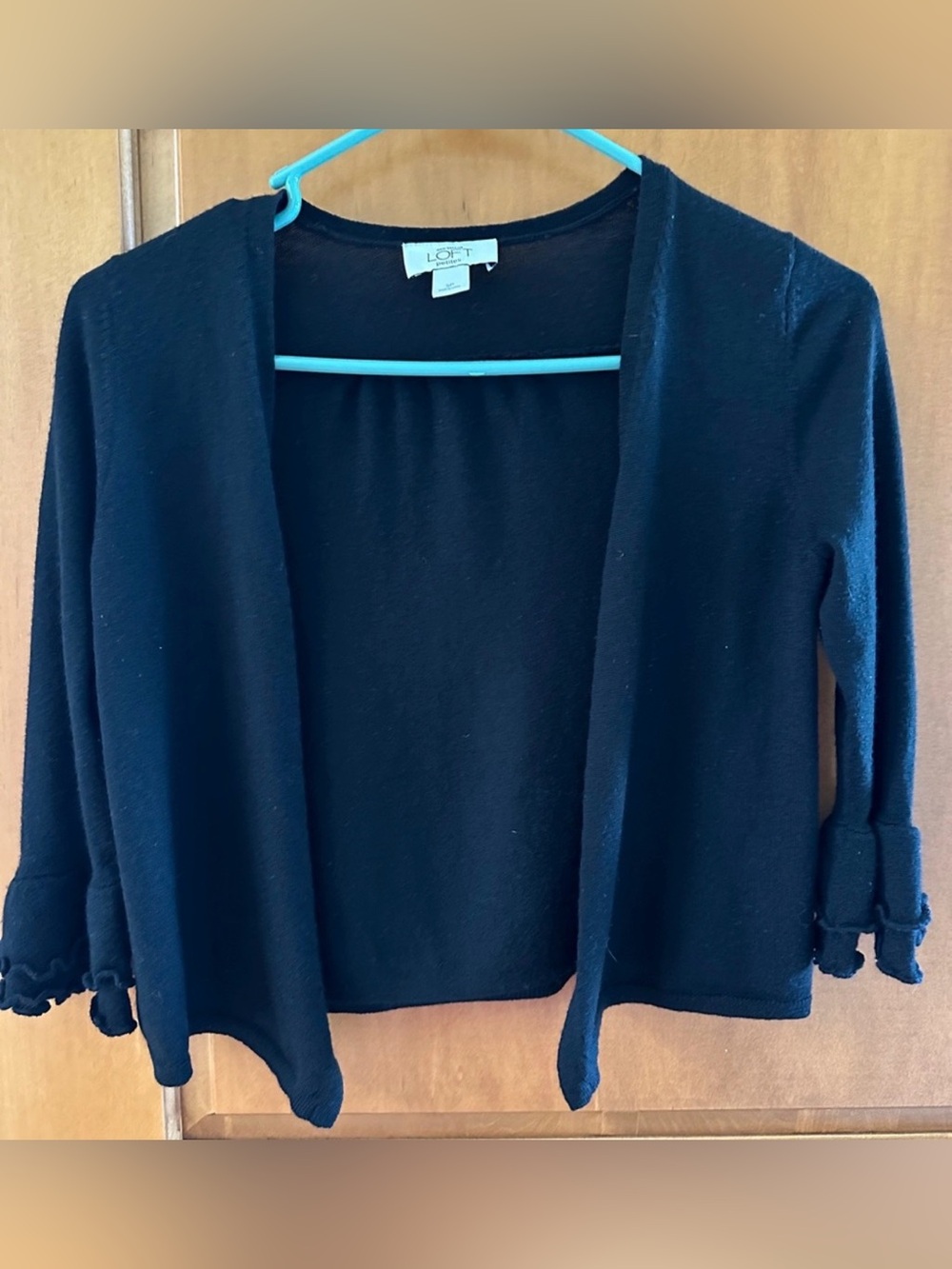 Ann Taylor LOFT Petites Wool Blend Ruffle Cuff Open Front Cardigan Top SP 🖤